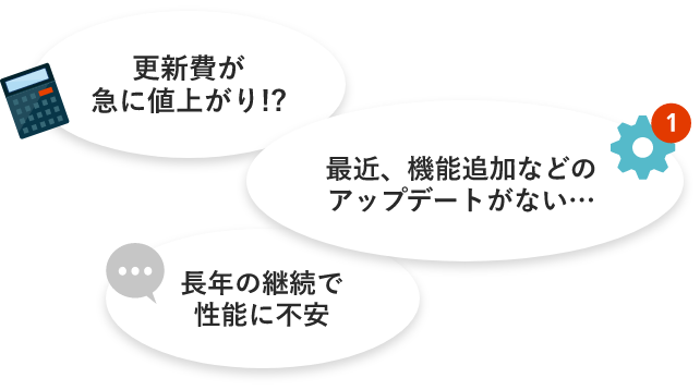 更新費が急に値上がり⁉ 最近、機能追加などのアップデートがない… 長年の継続で性能に不安